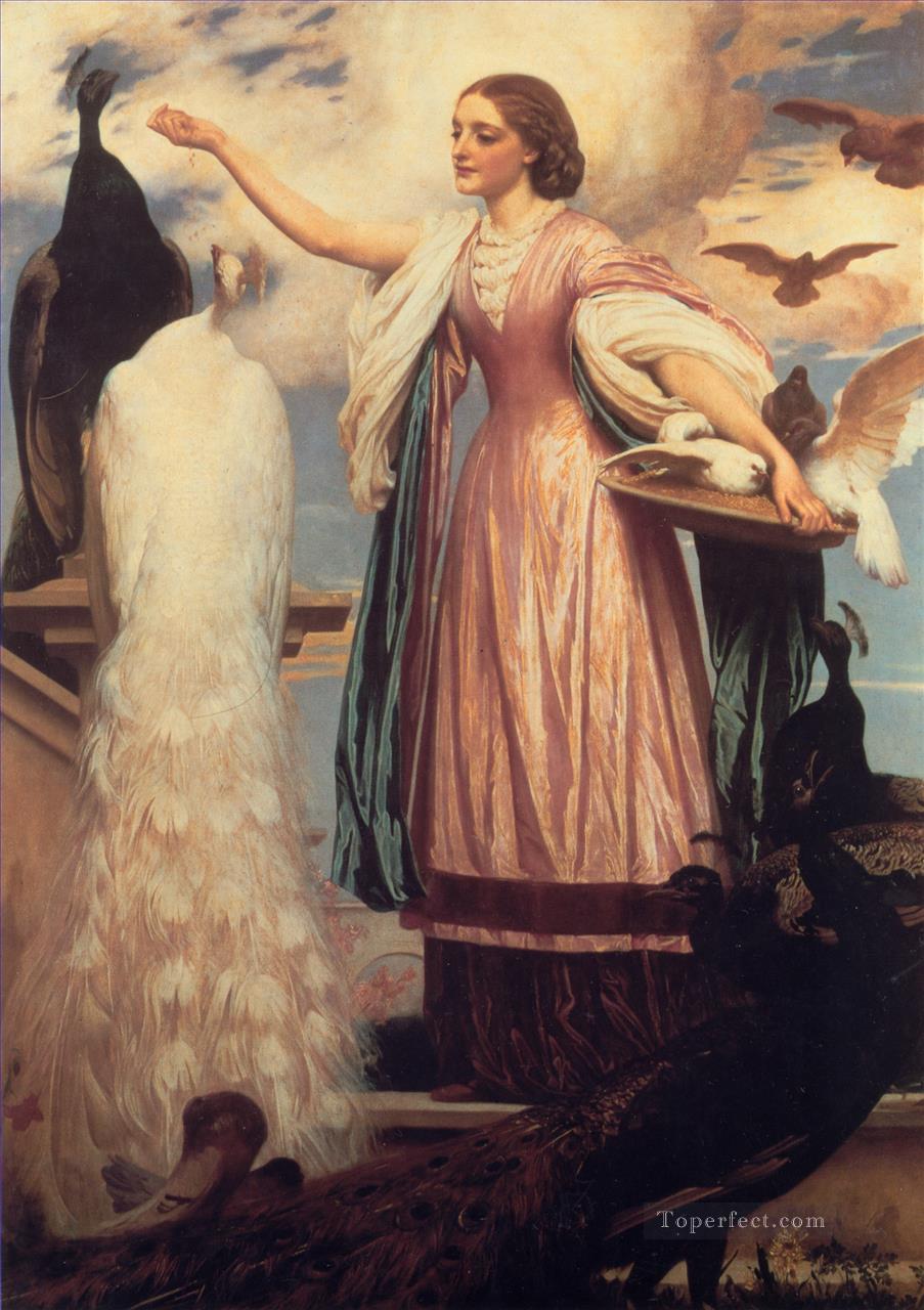 A Girl Feeding Peacocks Academicism Frederic Leighton Oil Paintings